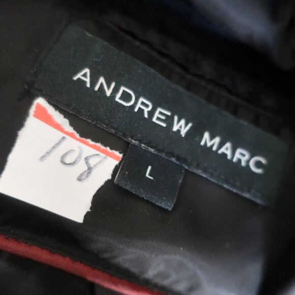 Womens Andrew Marc Black Down Coat W/Raccoon Fur Hood L - Picture 7 of 10